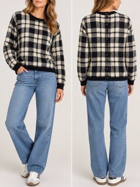 Madewell 100% Merino Wool Plaid Sweater Small